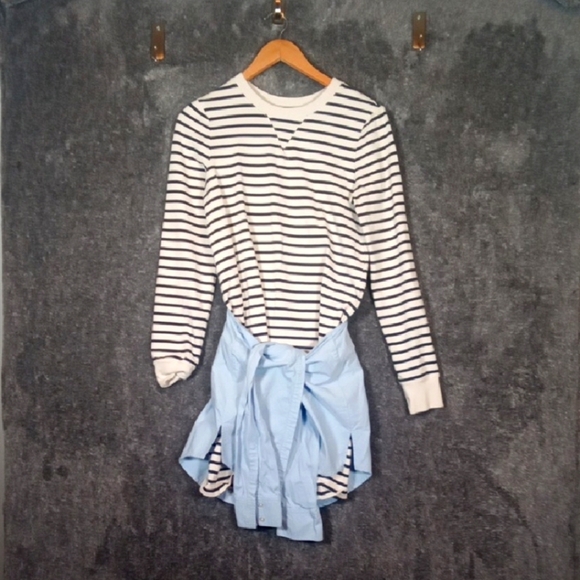 Veronica Beard Lazlo Tie Waist Cotton Mini Dress Striped Festival Preppy Womens - Picture 2 of 9